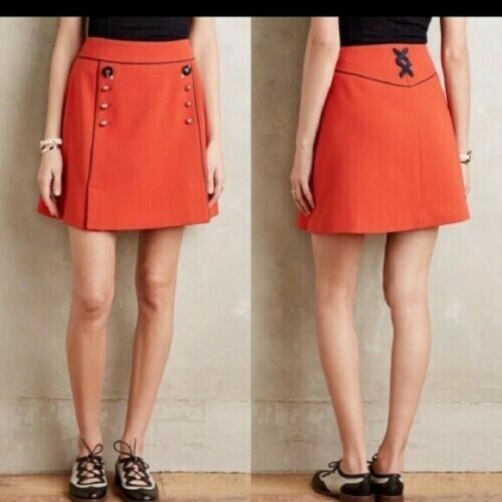 Leifsdottir Anthropologie Red Sailor Mini Skirt